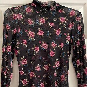 Sheer black mock turtleneck top